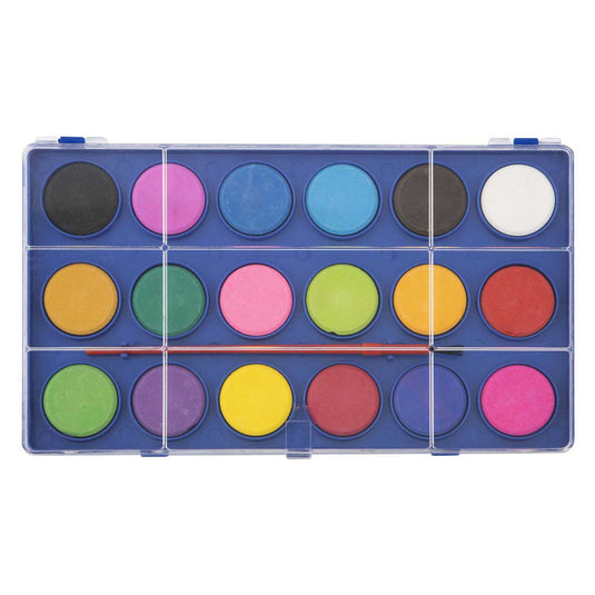 Grafix waterverfpalet met kwast, 18 kleuren.