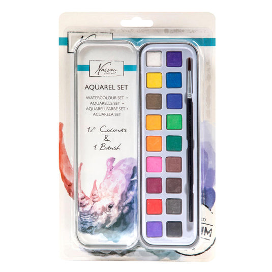 Nassau fine art nassau aquarel verfset, 18 kleuren