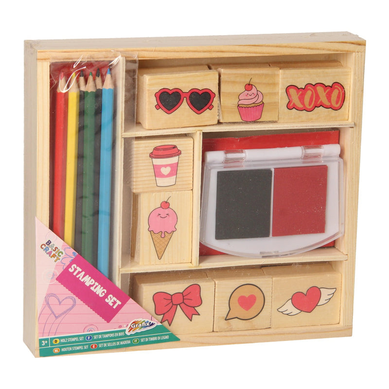 Load image into Gallery viewer, Creative craft group houten stempelset met kleurpotloden
