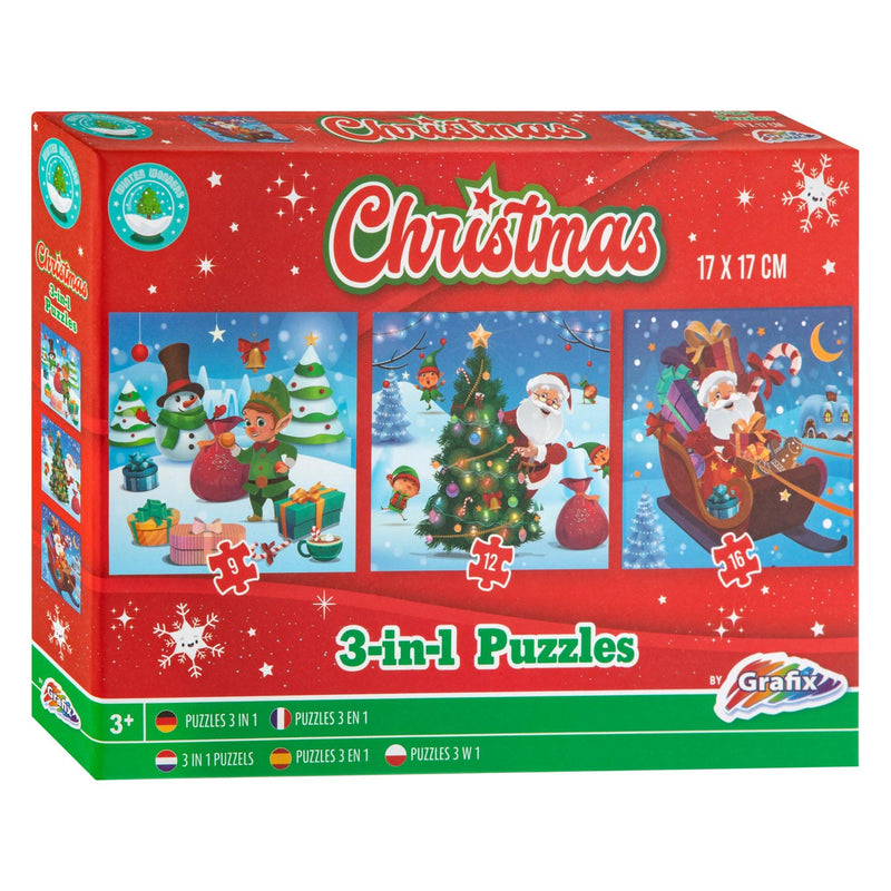 Load image into Gallery viewer, Grafix kerst 3-in-1 puzzel
