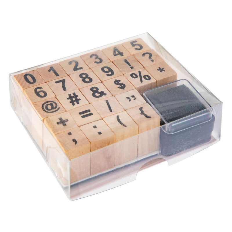 Load image into Gallery viewer, Grafix Houten Stempelset Cijfers Symbolen, 27dlg.
