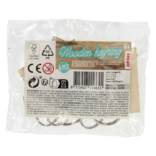 Lobbes houten sleutelhangers, 6st.