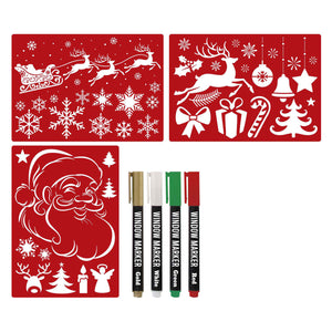 Creative craft group kerst raamsjablonen set met raamstiften