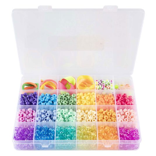 Creative craft group pony beads accessoires in opbergdoos, 18 kleuren