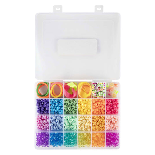 Creative craft group pony beads accessoires in opbergdoos, 18 kleuren