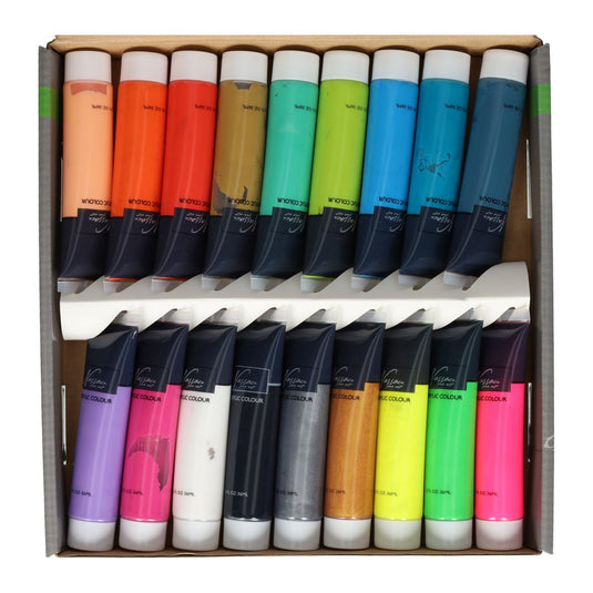 Creative craft group acrylverf fluor en metallic kleuren, 18x36 ml