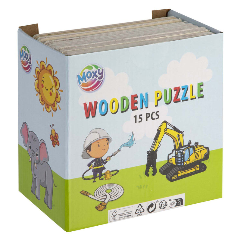 Afbeelding laden in galerijviewer, Moxy houten puzzel 9 stukjes 15x15cm

