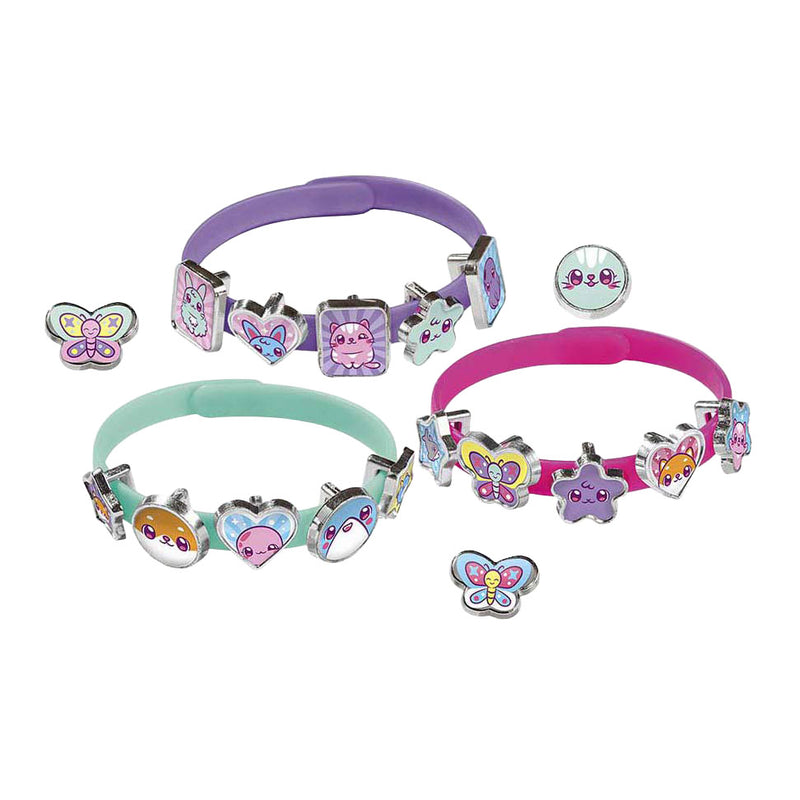 Afbeelding laden in galerijviewer, Totum mini mymy kawaii schuifarmbandjes maken - 3 stuks - met 18 dierenbedels - speelgoed kinderen - knutselen - voor meisjes - ook voor kleuters - vanaf 3 jaar
