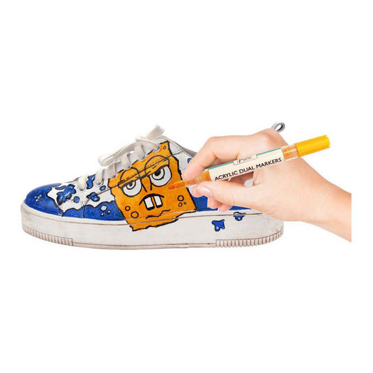 Nassau fine art professionele acrylstiften | 6 verschillende kleuren | doppelmarkers | geschikt voor stenen - schoenen - glas - plastic - hout - kleding