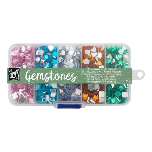 Creative craft group decoratiestenen in opbergbox - 10 kleuren