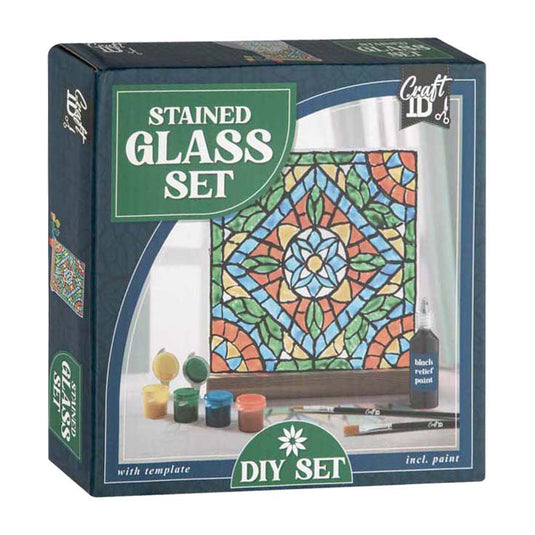 Creative craft group tegel schilderen glas in lood - incl. 4 verfkleuren 2 kwasten