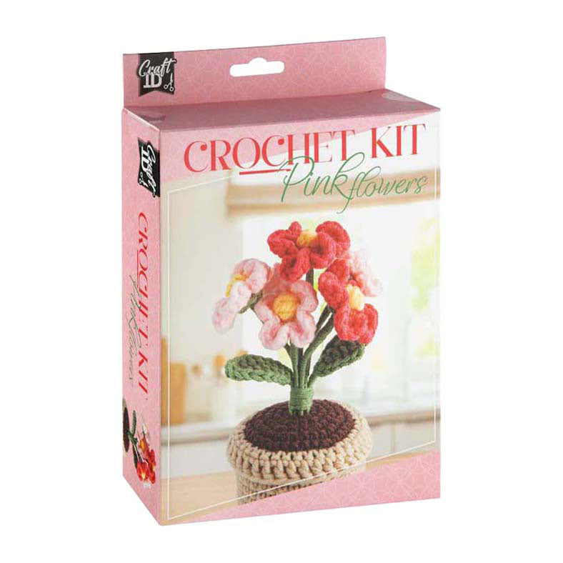 Load image into Gallery viewer, Creative craft group haakpakket bloempot roze bloemen - incl. naald en draad
