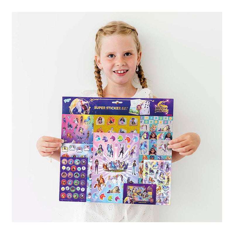 Afbeelding laden in galerijviewer, Totum unicorn academy super sticker set xl - 8 vellen incl. luxe metallic en laser stickers 38 x 36 cm | speelgoed meisjes vanaf 3 jaar
