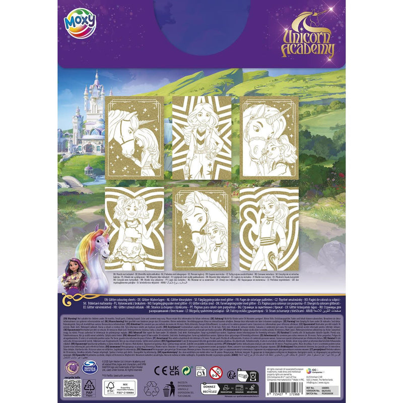 ギャラリービューアに画像をロードする, Moxy unicorn academy glitterpapier kleurplaten a4 - 6 vellen

