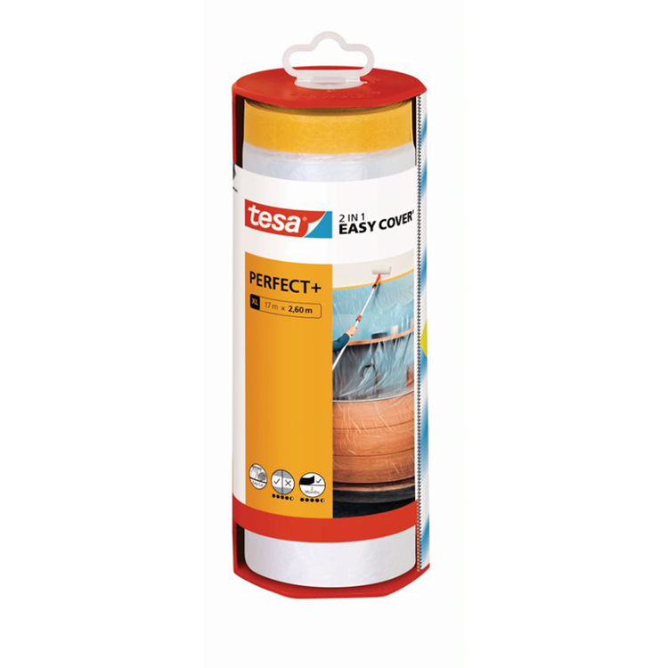 Afbeelding laden in galerijviewer, Tesa easy cover perfect+ dispenser xl beschermfolie met washi tape – 17m x 2,60m
