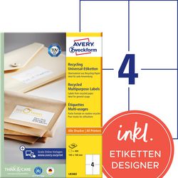 Gerecyclede etiketten avery zweckform lr3483 105x148mm