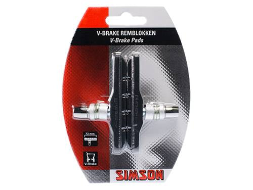 remblokken V-brake 72 x 12,5 mm zwart 2 stuks