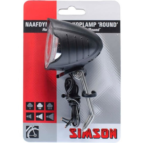 koplamp Round naafdynamo 7 lux led zwart
