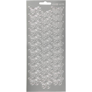 Stickers, vlinders, vel 10x23 cm, zilver, 1 vel