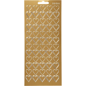 Stickers, harten, vel 10x23 cm, goud, 1 vel
