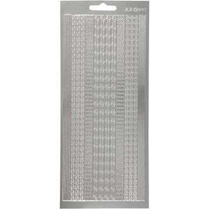 Stickers, randen, vel 10x23 cm, zilver, 1 vel