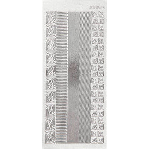 Stickers, randen, vel 10x23 cm, zilver, 1 vel