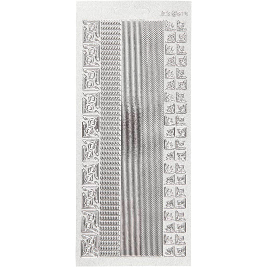Stickers, randen, vel 10x23 cm, zilver, 1 vel