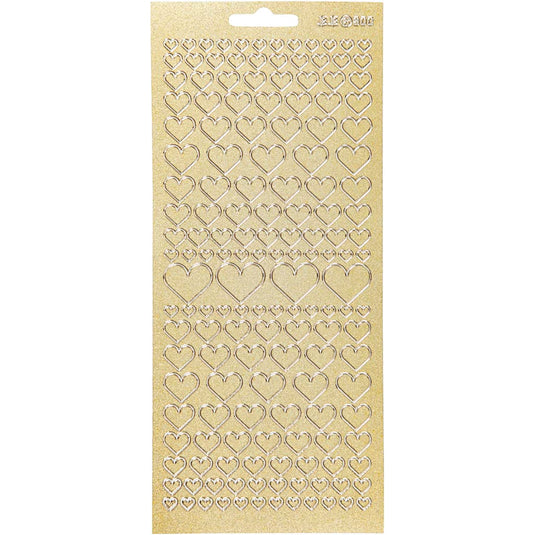 Stickers, harten, vel 10x23 cm, goud, 1 vel