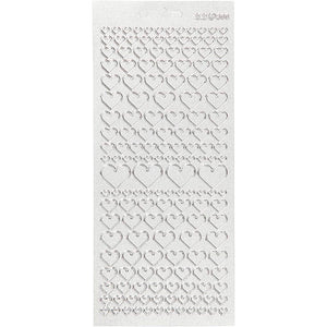 Stickers, harten, vel 10x23 cm, zilver, 1 vel