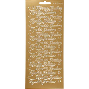 Stickers, hyvää joulua, vel 10x23 cm, goud, 1 vel