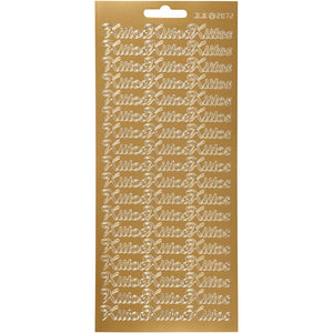 Stickers, kiitos, vel 10x23 cm, goud, 1 vel