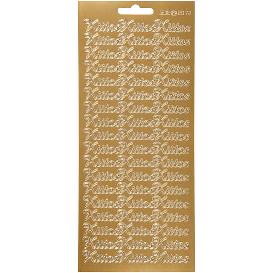 Stickers, kiitos, vel 10x23 cm, goud, 1 vel