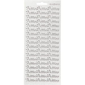Stickers, kiitos, vel 10x23 cm, zilver, 1 vel