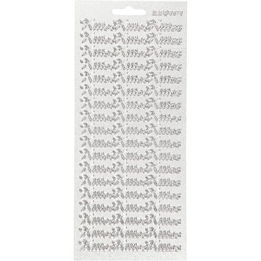Stickers, kiitos, vel 10x23 cm, zilver, 1 vel