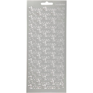 Stickers, onnea, vel 10x23 cm, zilver, 1 vel