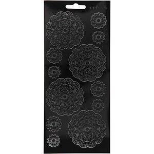 Stickers, bloemen, vel 10x23 cm, zwart, 1 vel