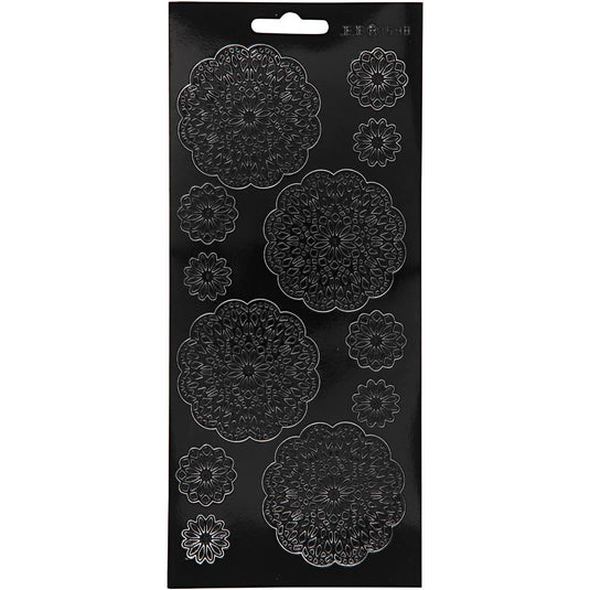 Stickers, bloemen, vel 10x23 cm, zwart, 1 vel