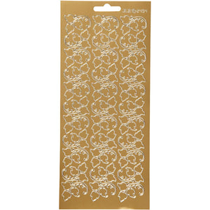 Stickers, bladeren, vel 10x23 cm, goud, 1 vel