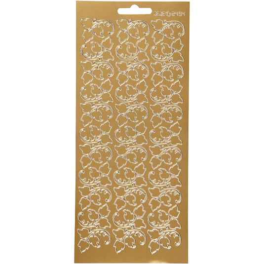 Stickers, bladeren, vel 10x23 cm, goud, 1 vel