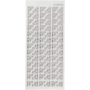 Stickers, hoeken, vel 10x23 cm, zilver, 1 vel