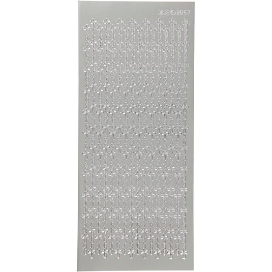 Stickers, kruis, vel 10x23 cm, zilver, 1 vel