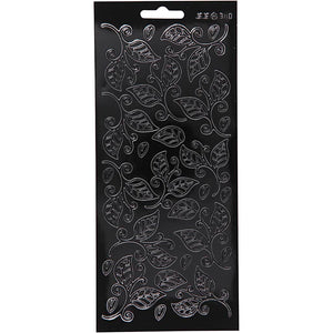 Stickers, bladeren, vel 10x23 cm, zwart, 1 vel