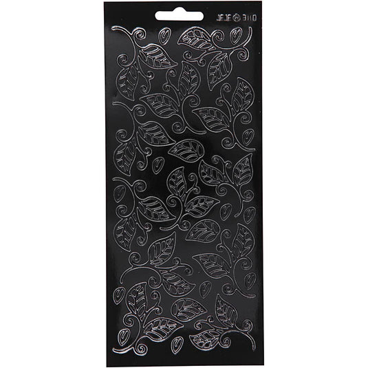 Stickers, bladeren, vel 10x23 cm, zwart, 1 vel