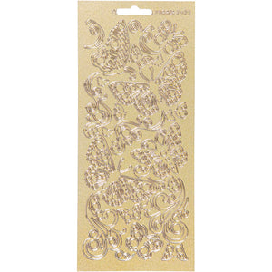 Stickers, vlinders, vel 10x23 cm, goud, 1 vel