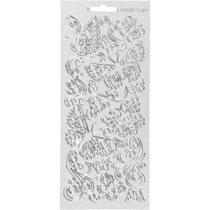 Stickers, vlinders, vel 10x23 cm, zilver, 1 vel