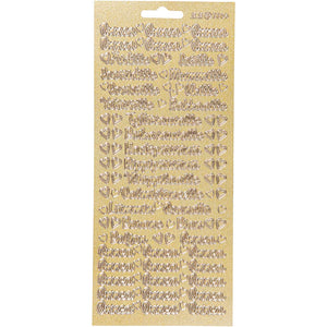 Stickers, onnea aidille, vel 10x23 cm, goud, 1 vel