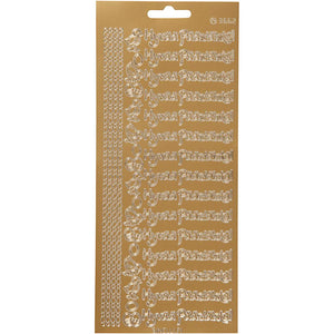 Stickers, hyvaa pääsiäistä, vel 10x23 cm, goud, 1 vel