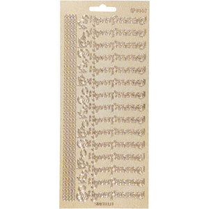 Stickers, hyvaa pääsiäistä, vel 10x23 cm, goud, 1 vel