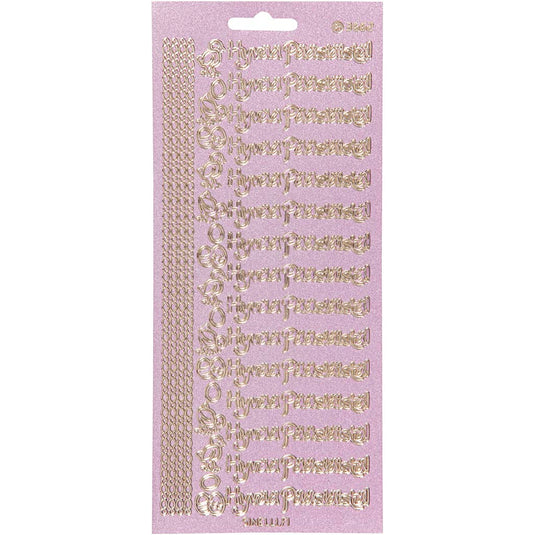 Stickers, hyvaa pääsiäistä, vel 10x23 cm, goud, 1 vel