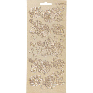 Stickers, rozen, vel 10x23 cm, goud, 1 vel